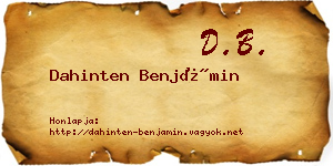 Dahinten Benjámin névjegykártya